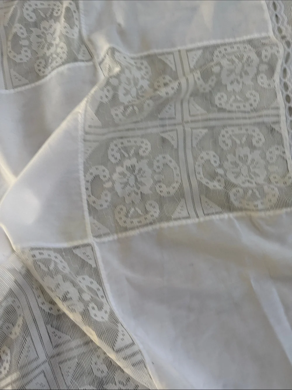 White Lace Patchwork Tablecloth - Home Dining 41x41”